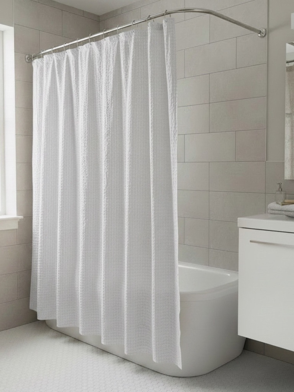 NEW Room Essentials White Waffle Weave Shower Curtain Minimalist Solid Color